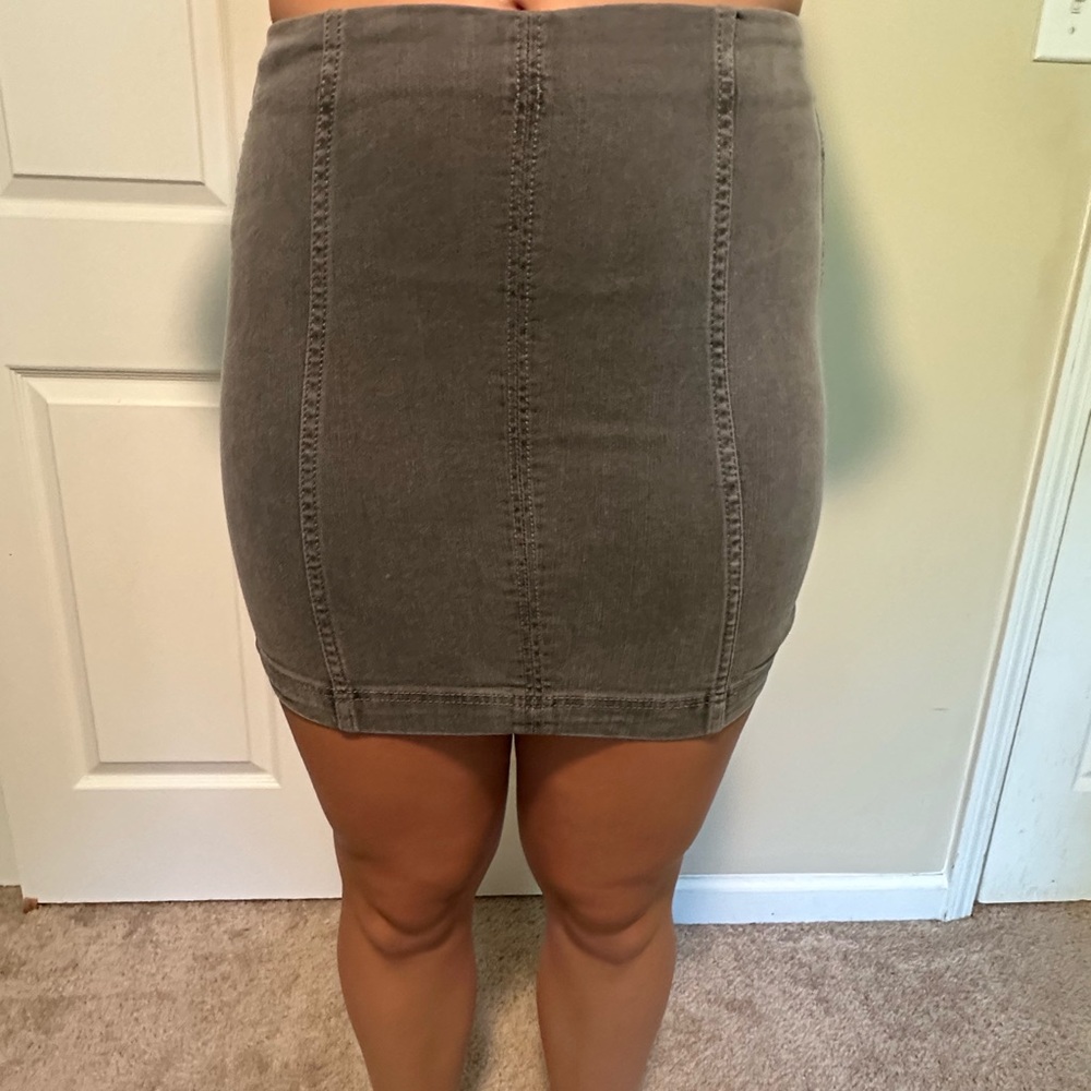 Free People Gray Denim Skirt